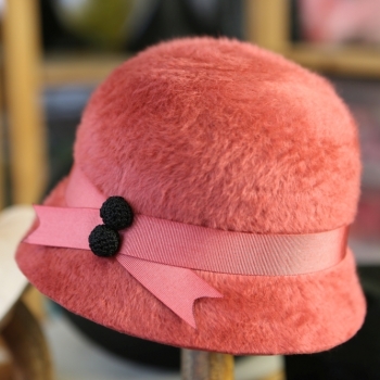 Chapeau Cloche en Feutre Melusine Poil vieux Rose