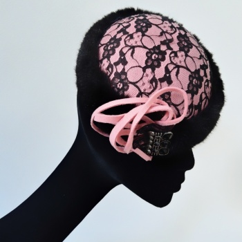 Chapeaux Cocktail Rose pale Dentelle Noir