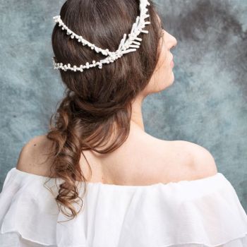 Bijoux de tête mariage Couronne Pistils Ivoire Vintage Style