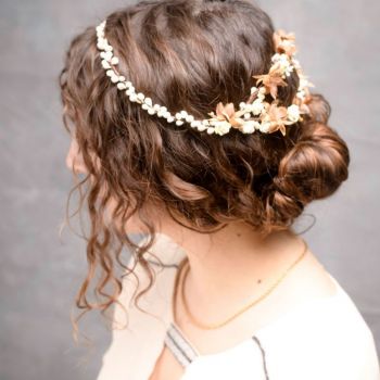 Bijoux de tête mariage Couronne Pistils Ivoire  fleurs delicates Vintage Style