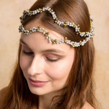 Bijoux de tête mariage Couronne Pistils Argenté Doré Vintage Style