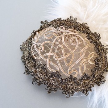 Bijoux de tête mariage Galon vieux or Crin Cordon beige