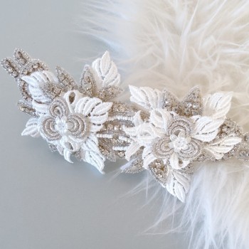 Bijoux de tête mariage Hats Strass Guipure blanc