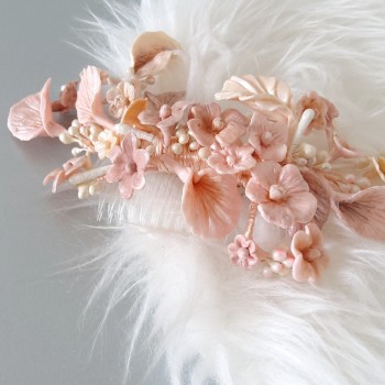 Bijoux de tête mariage Hats porcelaine rose